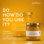 This is how you use Lakadong Turmeric. 1 teaspoon every morning with warm water, milk on empty stomach before brushing your teeth.
