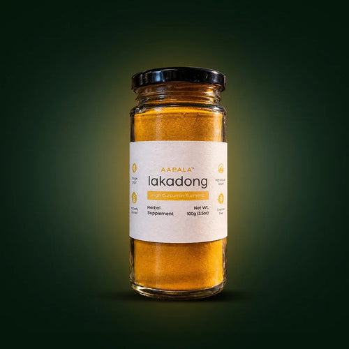 Aapala Lakadong turmeric powder 100g pack to have it with warm water, milk or smoothies. Lasts for 3 months offering around 200 servings.